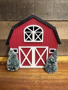 Wooden Barn With Trees -can Put Lights Inside 8x8x6